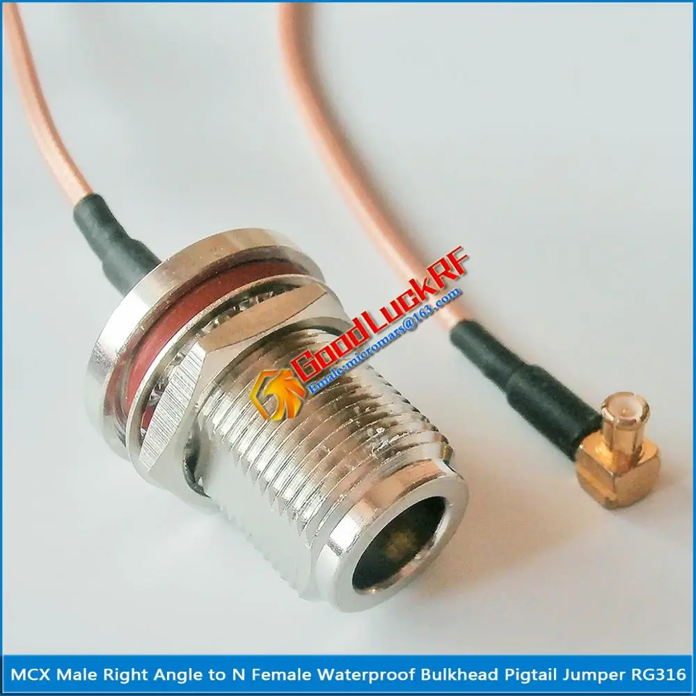 

MCX Male Right Angle 90 Degree To N Female O-ring Waterproof Bulkhead Mount Nut Plug RG316 Pigtail Jumper Cable
