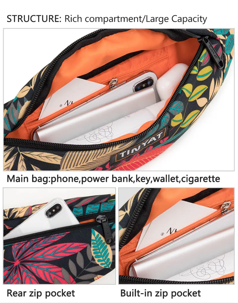 TINYAT Männer Mode Blatt Muster Multifunktionale Wasserdichte Outdoor Reiten Sport Hüfttasche Brust Taschen Täglichen gebrauch – Detail 4