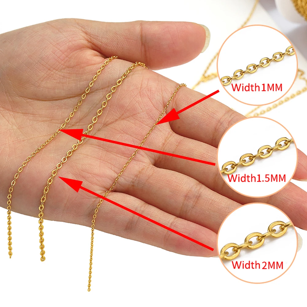 Kein Verblassen, 2 Meter Edelstahlkette, Goldketten für Halskette, Armband, Halsband, Schmuckherstellung, Komponenten, DIY, hohe Qualität! – Detail 17
