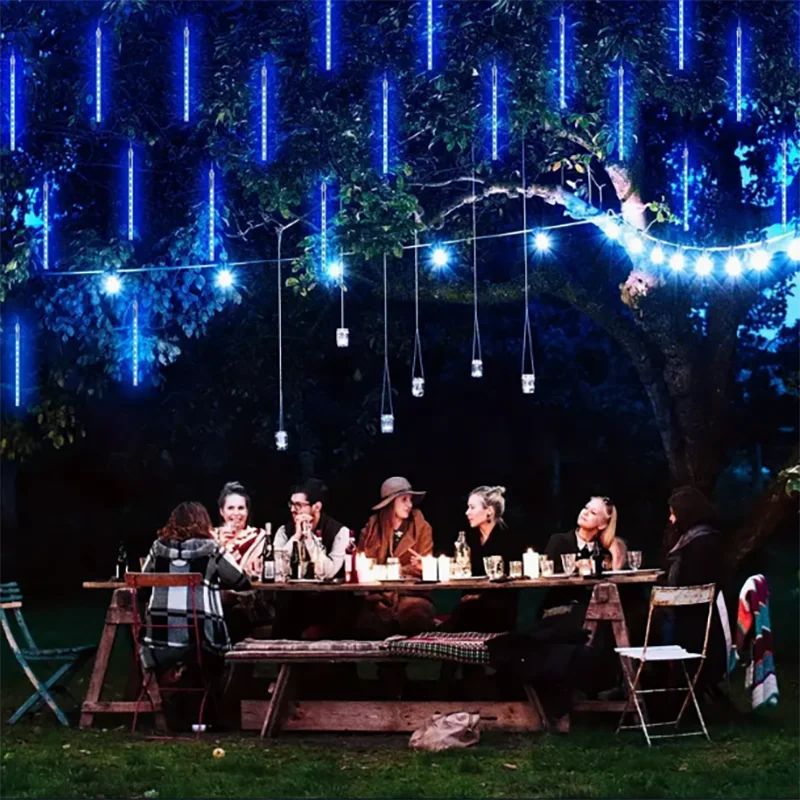 Description Picture 5 of item8/16/24/32 Tubes Meteor Shower Garland Festoon Holiday Christmas Lights Fairy String Lights for Outdoor Street Garden Decoration