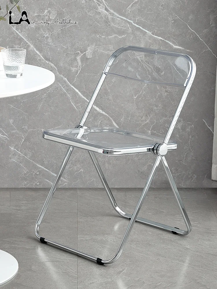 

LA North Europe Transparent Folding Dining Chair Household Minimalist Modern Clothing Store Stool Backrest Acrylic INS Photo