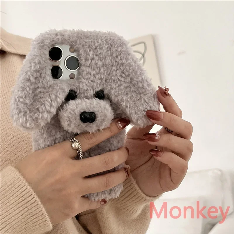 3D Teddy Dog Fluffy Phone Case For OPPO A3S A5S Realme XT C2