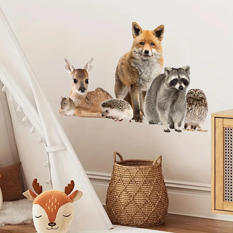 Cute Fox Squirrel Deer Animal Wall Stickers for Kids Room Baby Nursery Wall Decoration Children Decals Self-adhesive Wallpaper