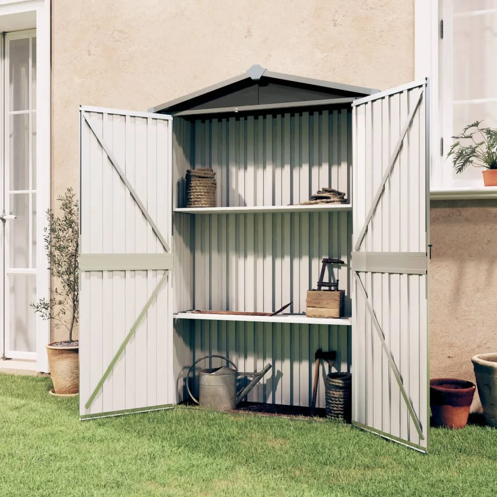 Pensilina Da Giardino Antracite 107,5X46X183 Cm Giardino Esterno In Acciaio Zincato Con Struttura A Pavimento In Metallo, Riparo Da Esterno, Cabina