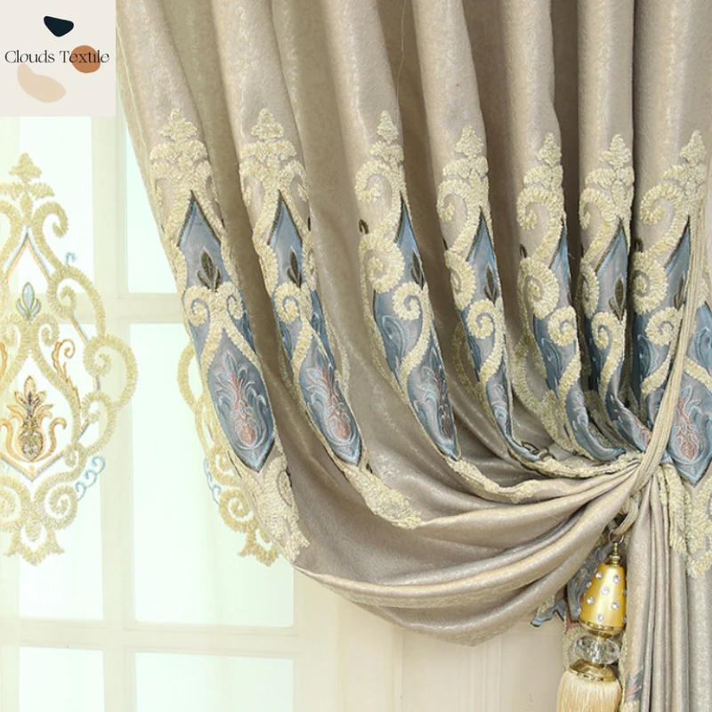 

Modern European Style Shading Curtains for Living Room Bedroom Dining Luxury Embroidery Window Drapes Home Decor Custom Size