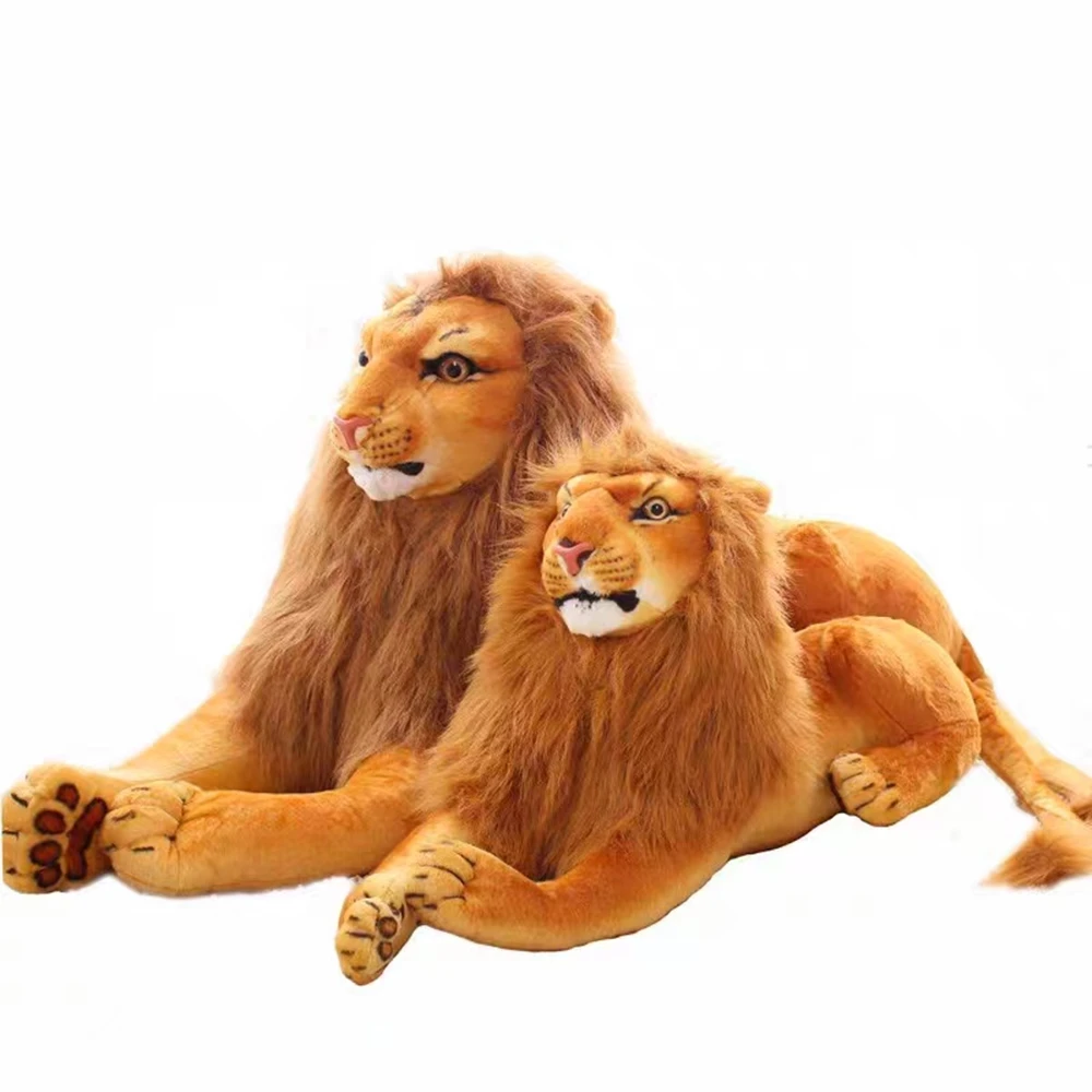 3D Simulation Lion Plush Toys Stuffed Animal Doll  Huggable Kids Toy Christmas Halloween Birthday Gift For Children Home Decor