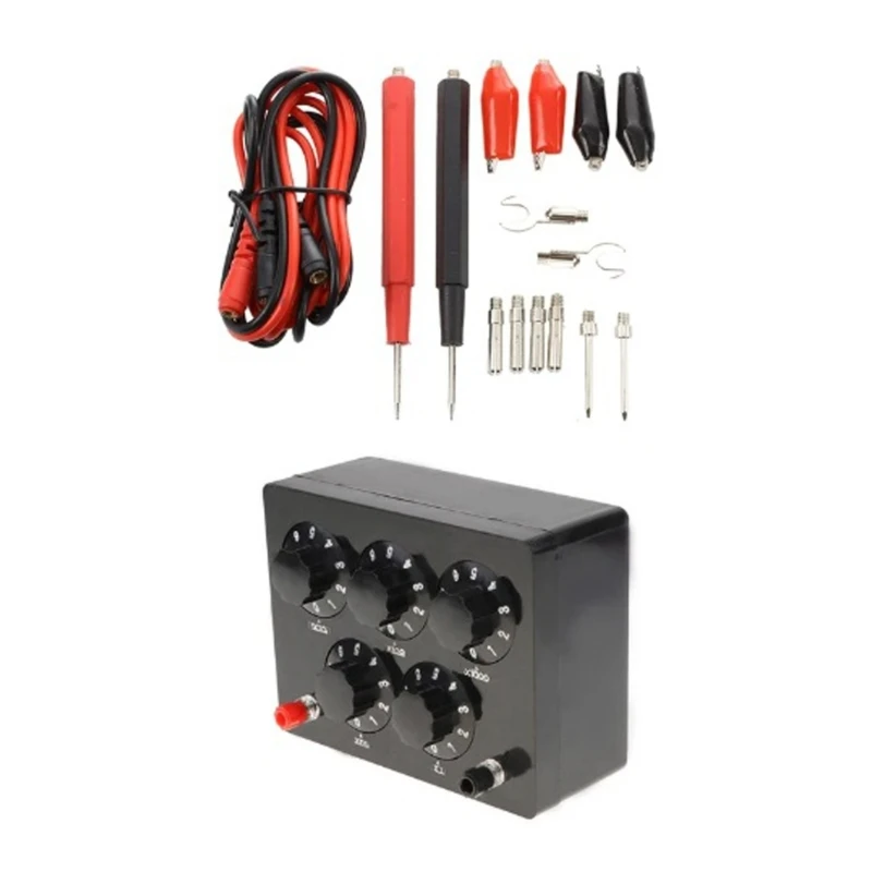 

Variable Decade Resistor Resistance Box 16 Test Probes Teaching Instrument Tool