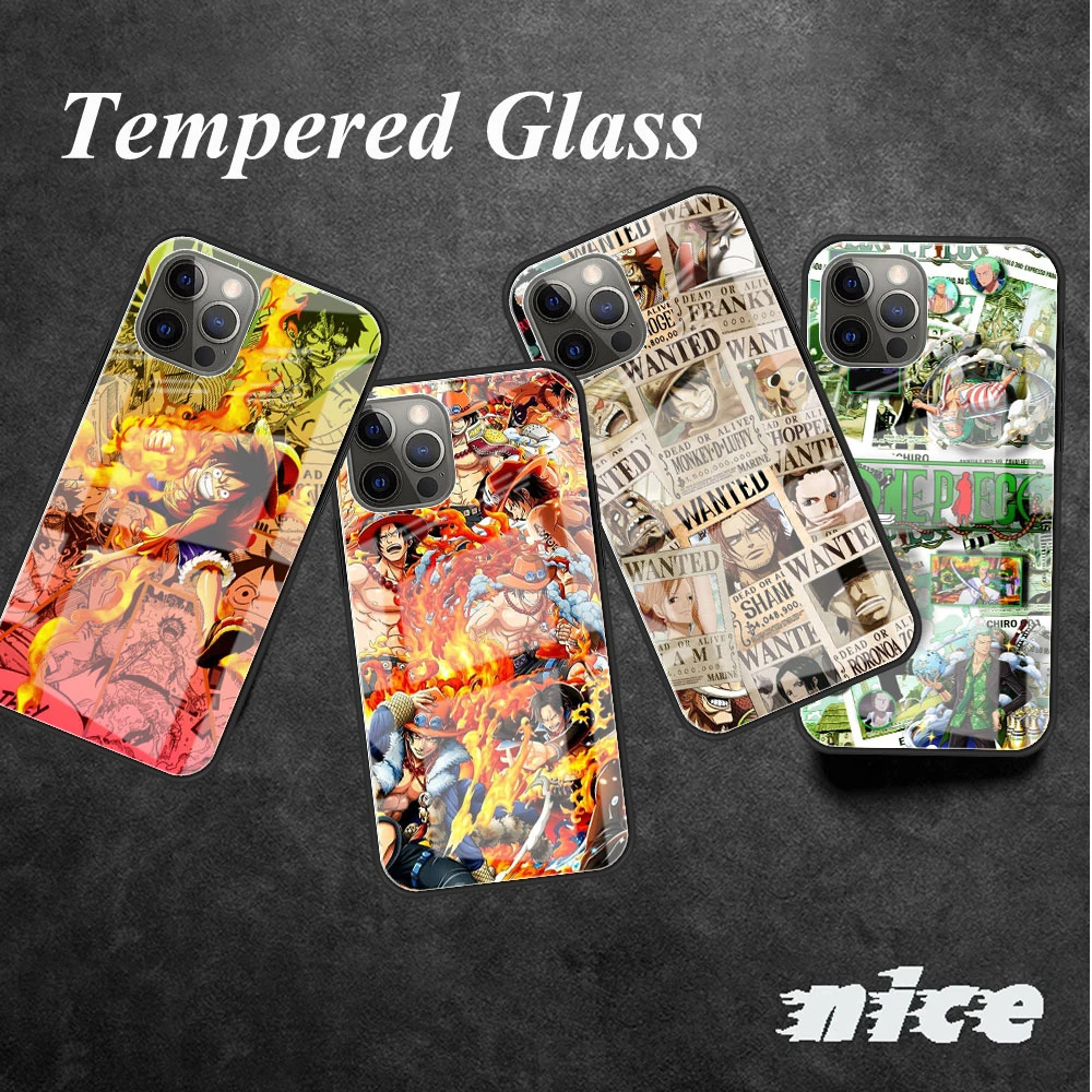 Glass Fashion Case For Apple iPhone 11 Pro Max 13 12 Mini 7 XR X XS 6 8 6S Plus SE 2020 Funda Phone Cover One Piece Luffy Anime iphone 13 mini silicone case