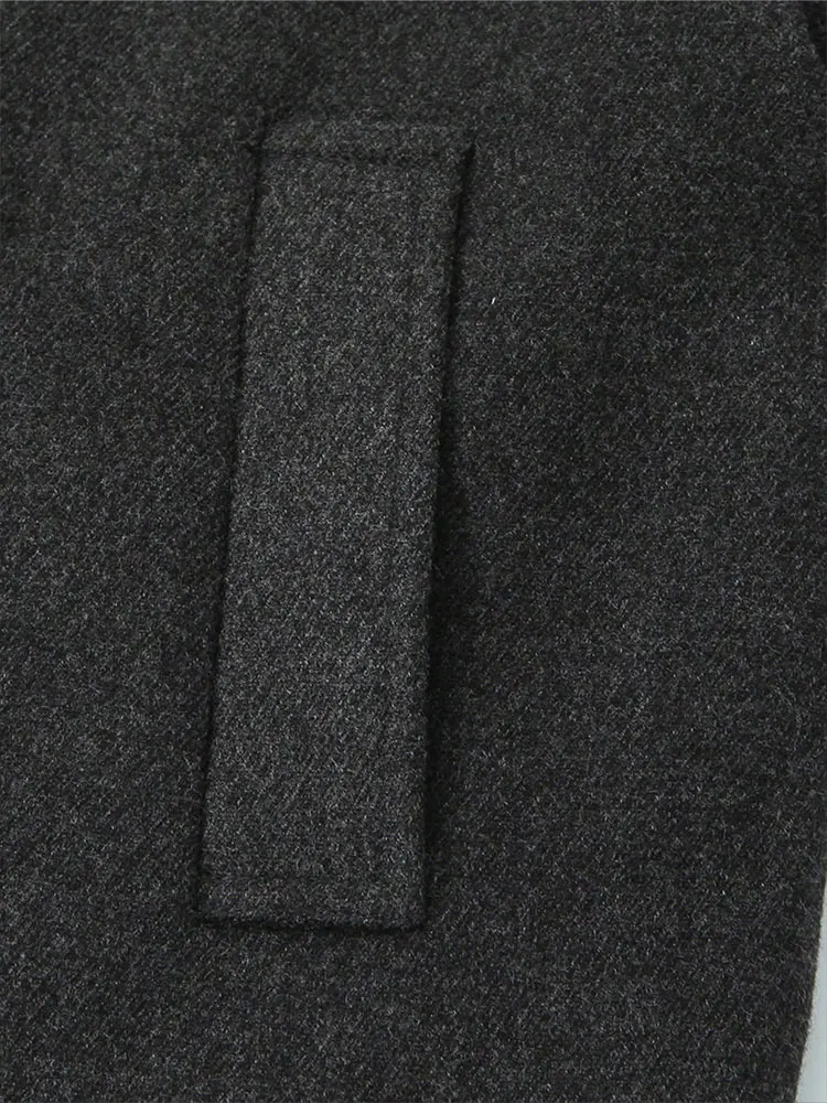 HH Women Fashion Tweed Coat Vintage Grey Turn-Down Collar Double-Breasted Long Sleeve Jackets Coat Autumn Commuting Outwear