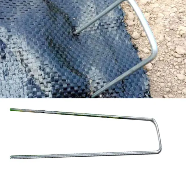10Db Acél U Alakú Körömkertháló Csapok Tétkapocsok, Amelyek A Gyep Körömcsapokat Rögzítik Füves Gát Szövethez 10*4Cm - Image 3
