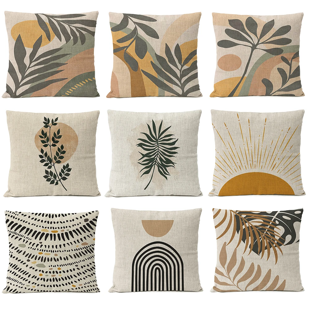 Nordic Home Decor Boho Geometric Pillow Cover Leaf Monstera Rainbow Sun Throw Pillow Case Art Simple Cuscino Decorativo Per Divano