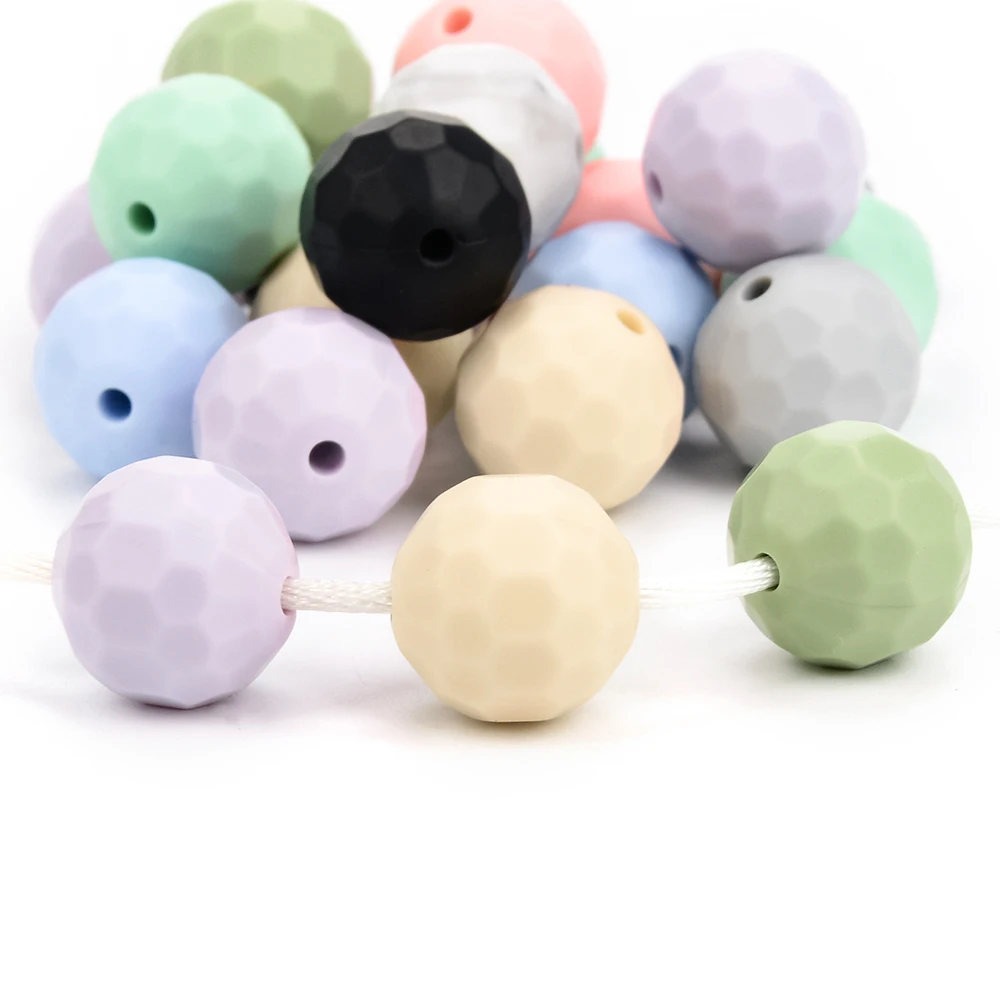 Lofca 40 Stück 12/15 mm Silikonperlen, Polyeder, Bpa-frei, für Schmuckherstellung, DIY, Schlüsselanhänger, Halskette, Schmuckzubehör – Detail 21