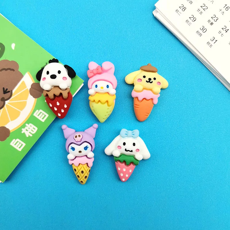 

10Pcs Cinnamoroll Diy Accessories Sanrio Anime Kawaii My Melody Kuromi Girly Heart Cute Cartoon Storage Box Patch Toy for Girls