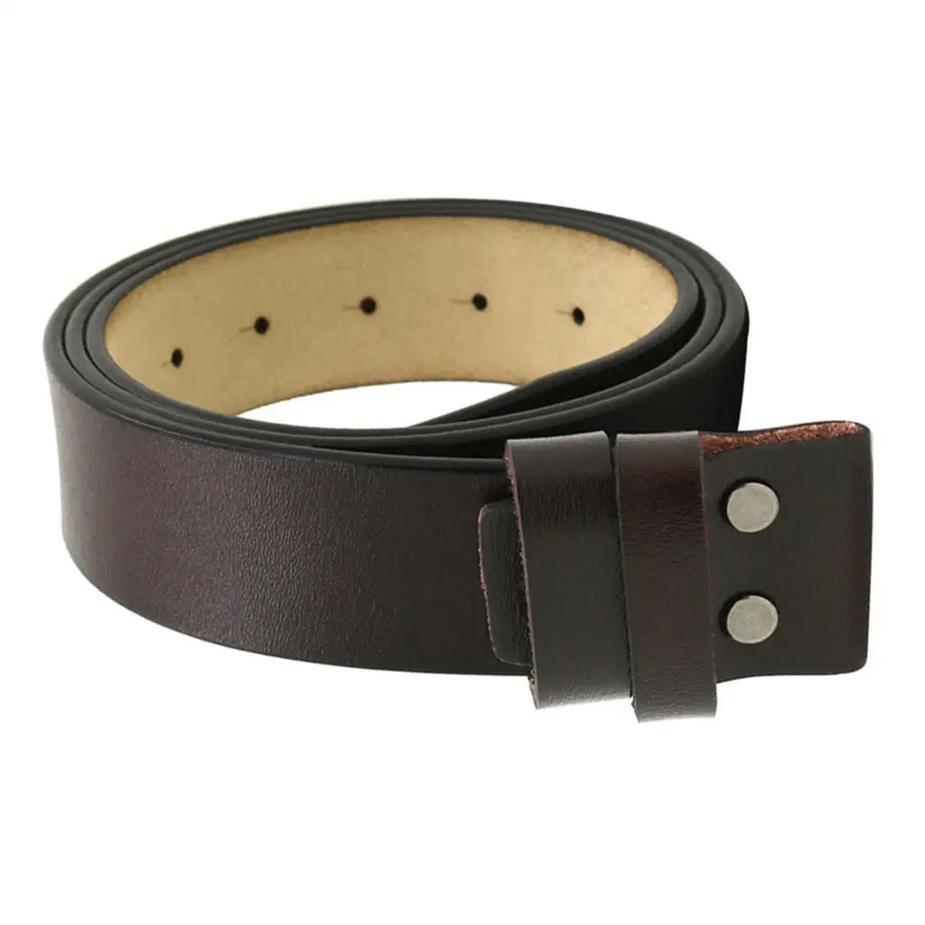 Mens Belt No Buckle Leather Belt Pin Lock Strap Length-120cm Width-3.8cm