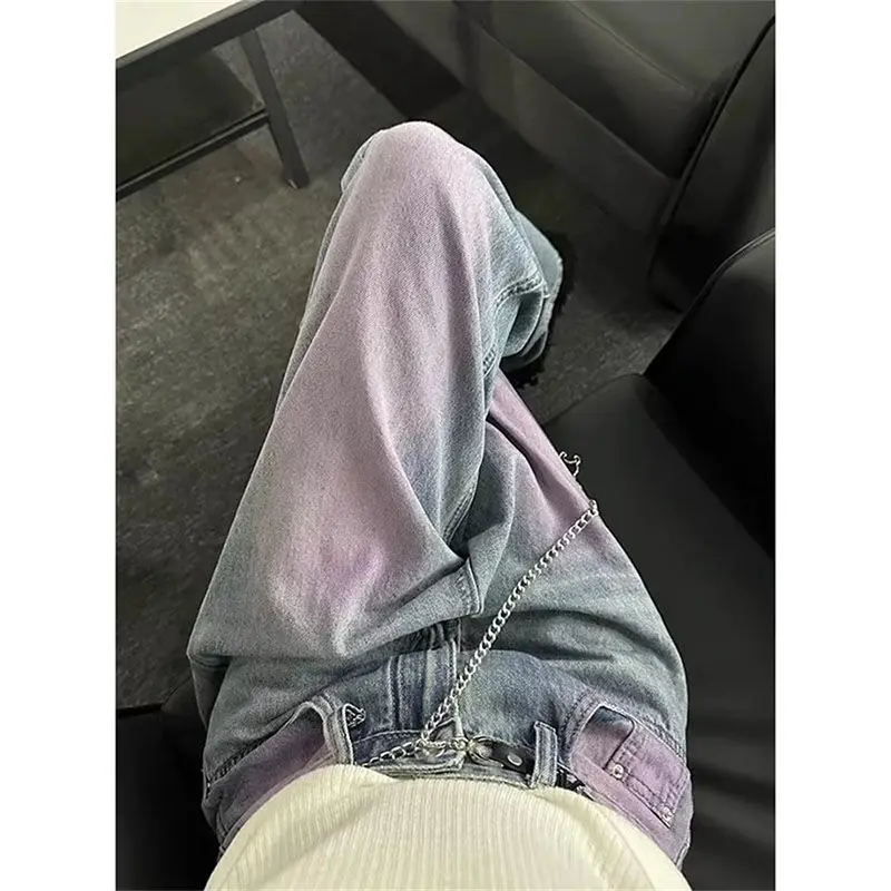 여성용 심플한 단색 타이 염색 포켓, 한국 다용도 루즈 하이 웨이스트 와이드 레..