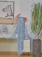 Crystal bead string curtain 1X2 M Tassel fringe door curtain for white salon and sheer wedding decoration living room divider 2