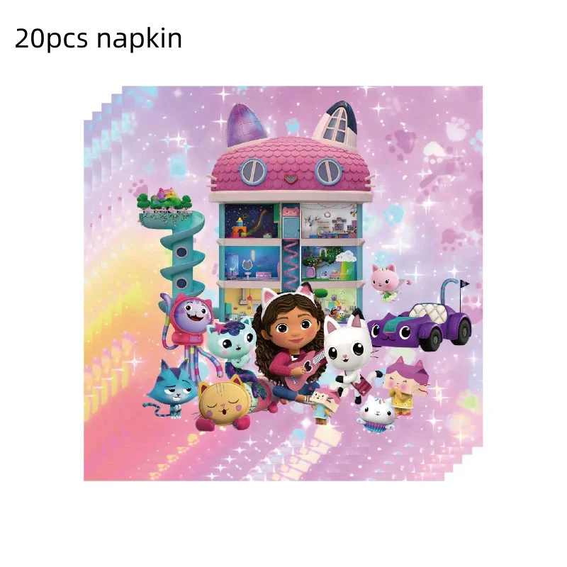 Description Picture 5 of itemGabby Dollhouse Birthday Party Decoration Toy Latex Balloon Disposable Tableware Backdrop Banner Event Supplies For Kids Girl