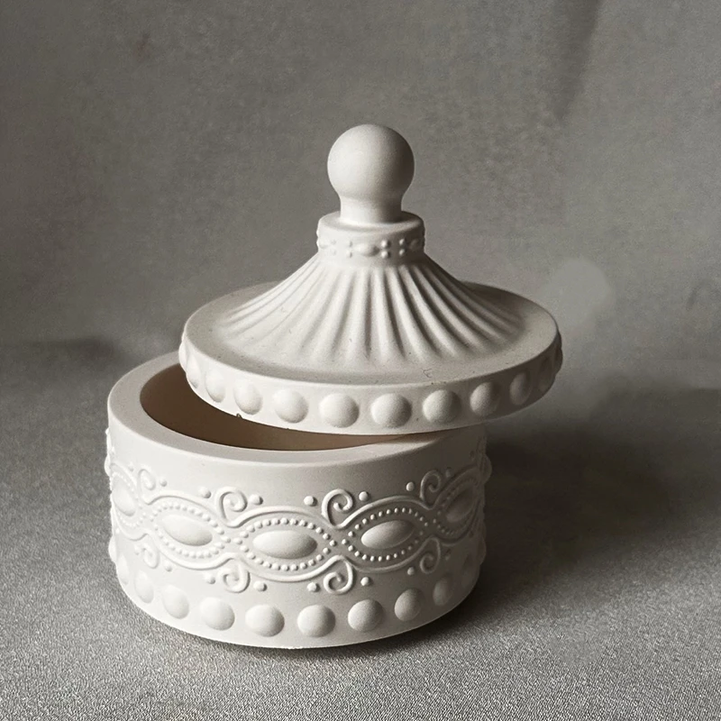Vintage Carving Jar Clay Silicone Molds DIY Storage Box