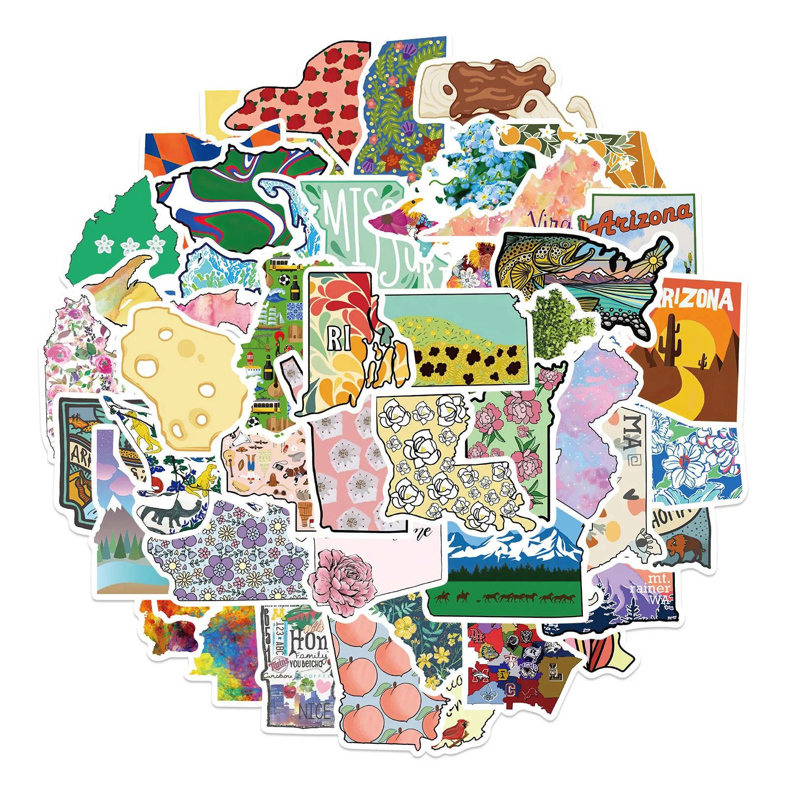 

50Pcs Colored Plates Doodle Stickers Waterproof Decoration Guitar Skateboard Refrigerator Notebook Stationery Children's toys