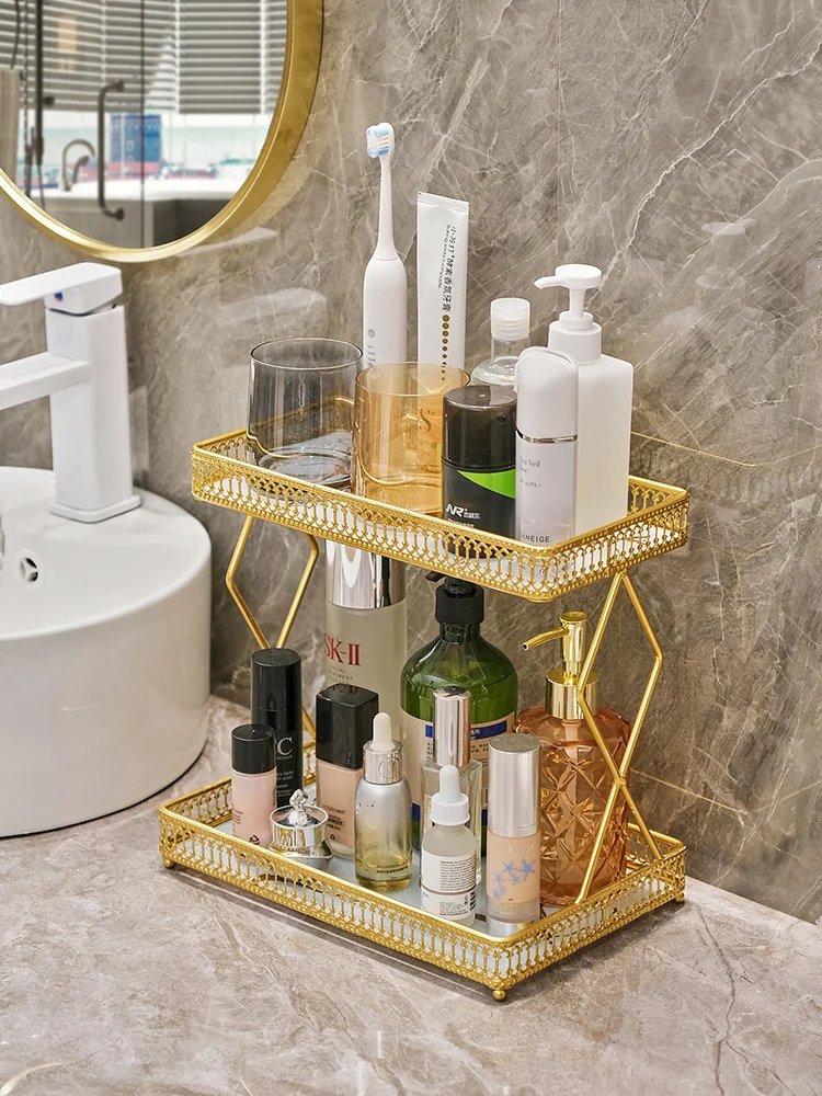 

Toilet Washstand Cosmetics Storage Rack Double Layer Affordable Luxury Style