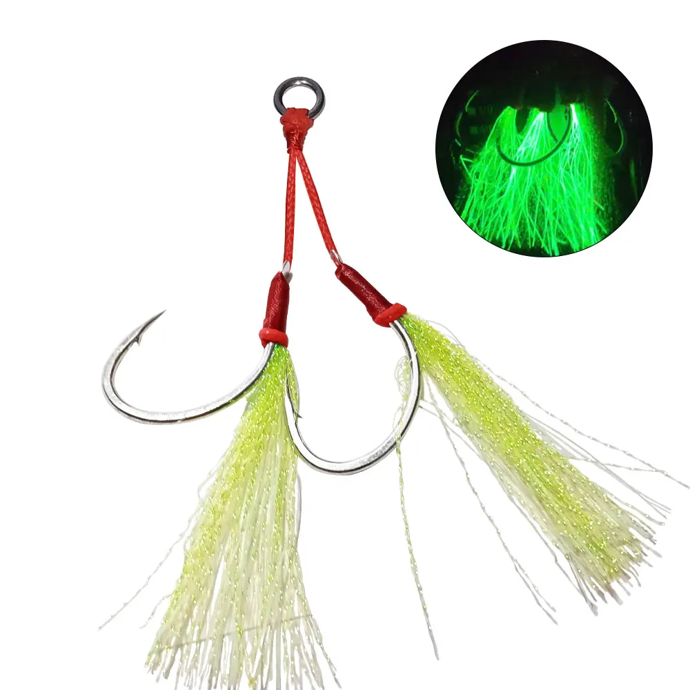 

AS Fishing Lure Jig Barbed Hooks Soft Steel Stainless Wire Hooks Sea Assist Glow Hook Jigging Tackle Carbon Pesca Leurre Hook