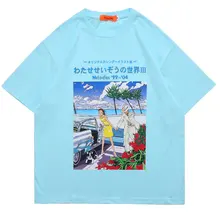 

Oversized T-shirt Cotton O-neck Japanese Anime Cartoon Print Tops Tshirt Harajuku Summer Short Sleeve Streetwear Men's T-shirt