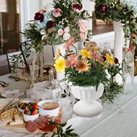 White Wedding Urn Flowerpot Decor European Style Holder Decorative Plant Artificial Plants Outdoor 2