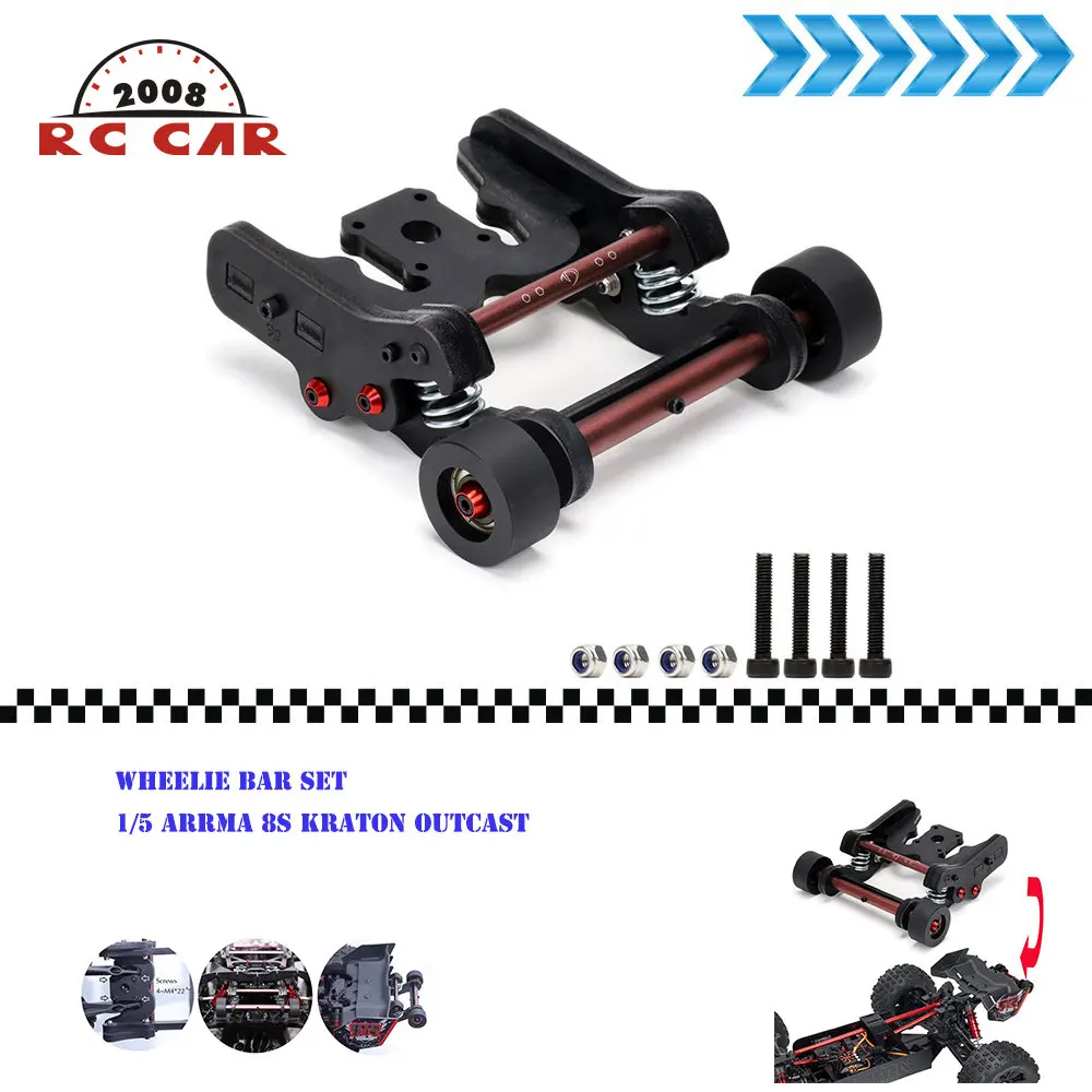 Upgrade Original Car Hole Installation Wheelie Bar Nylon Head-Up Wheel Tumbling Per Rc Car Parts 1/5 Arrma 8S Kraton 1:5 Outcast