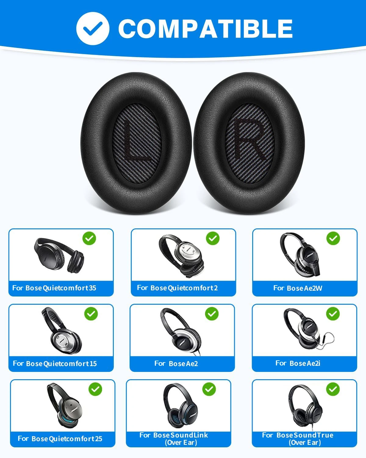 Replacement Ear Pads for Bose Quiet Comfort 35 Soft Protein