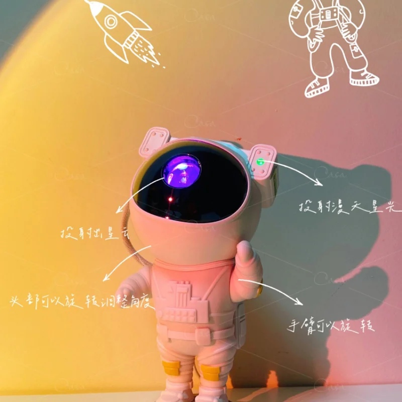 Starry Sky Projection Room Creative Astronaut Bedroom Bedside Atmosphere Spaceman Small Table