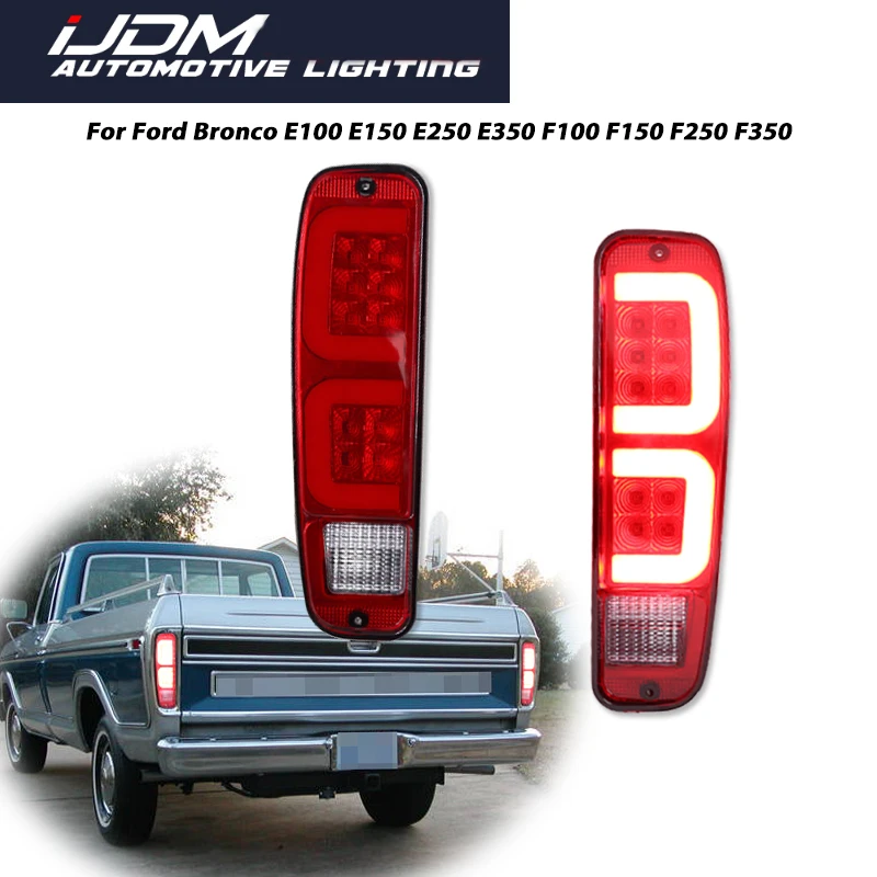 

iJDM 2PCS For Ford Bronco, E100 E150 E250 E350, F100 Truck, F150 Truck, F250 Truck, F350 Truck Red LED Rear Tail Brake Lights