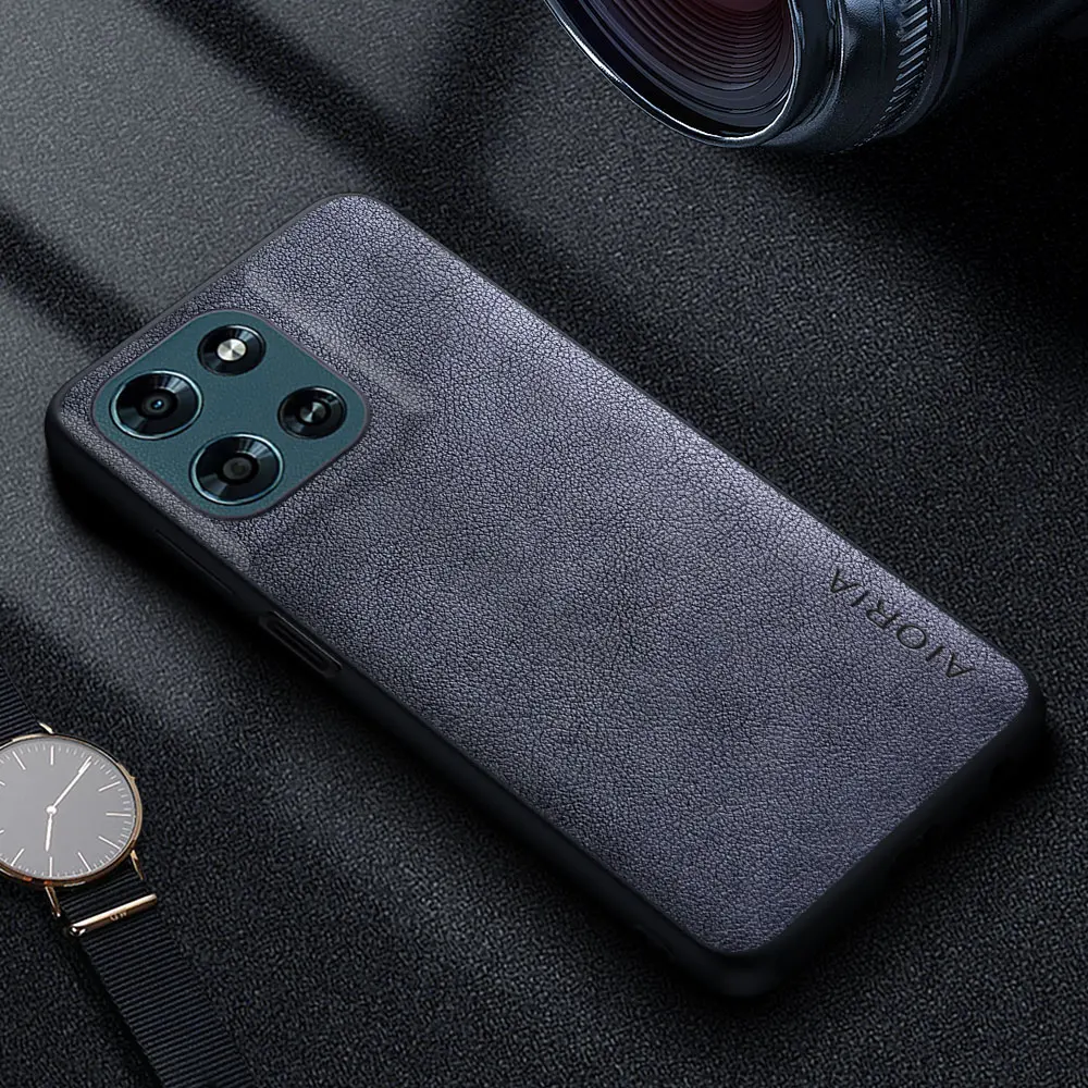 Premium Luxury Leather Phone Case - Retro Business Style Solid Color Cover