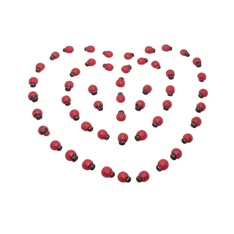 DIY Micro Landscape Mossy Fleshy Small Ornaments Cartoon Red Beetle Seven Star Ladybug Wooden Crafts Home Decor 100pcs ornament crafts miniature ornament miniature figurines wooden figurine crafts resin crafts glass fruit pendants