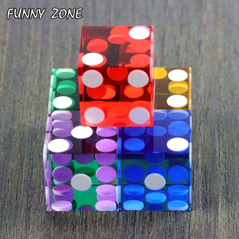 Game Dice 5pcs of 19mm Casino Dice with Razor Edges and Matching Serial Numbers Clear Translucent D6 Royal Craps