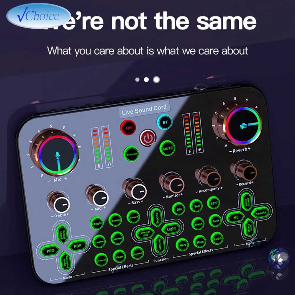 Professional 48V Microphone Live Sound Card for Live Broadcast Audio Mixer Karaoke Singing Equipment K600 Sound Card Music Parts audio mixer,sound card audio interface
