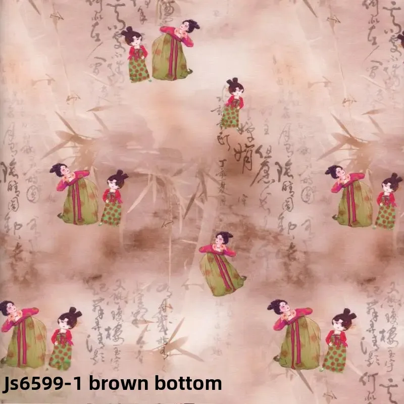 Digital Silk Cotton Print Fabric Chinese Style Cheongsam Children's Dress Material Traditional Embroidery Clothing Supplies