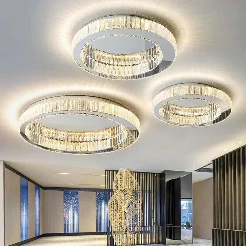 Nordic LED Crystal Circle Ceiling Lamp Chandeliers Lighting for Living Room Bedroom Home Indoor Decor Lampara techo Luminaire led chandelier ceiling chandelier