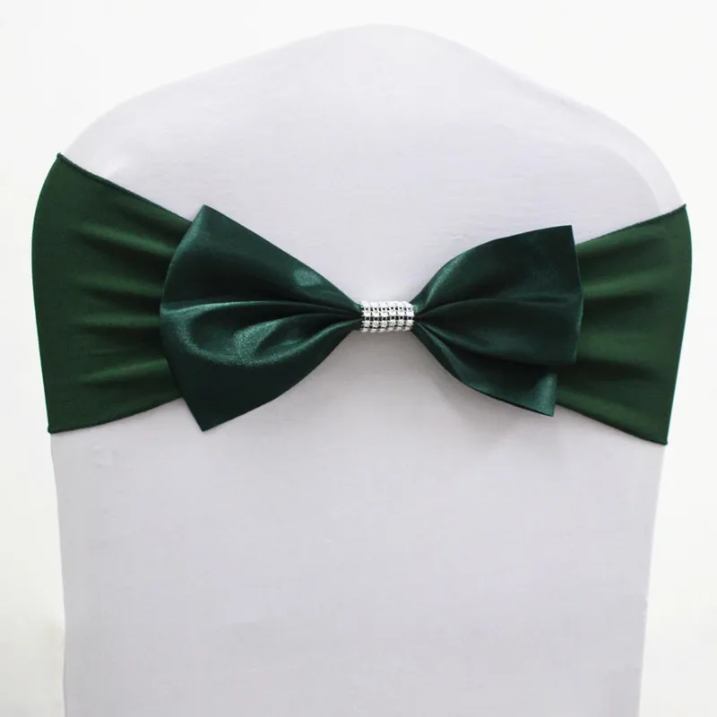 10pcs/50pcs Wedding Satin Chair Sashes Elastic Stretch Chair Band Tie Hotel Birthday Party Wedding Decoration Spandex Chair Bow