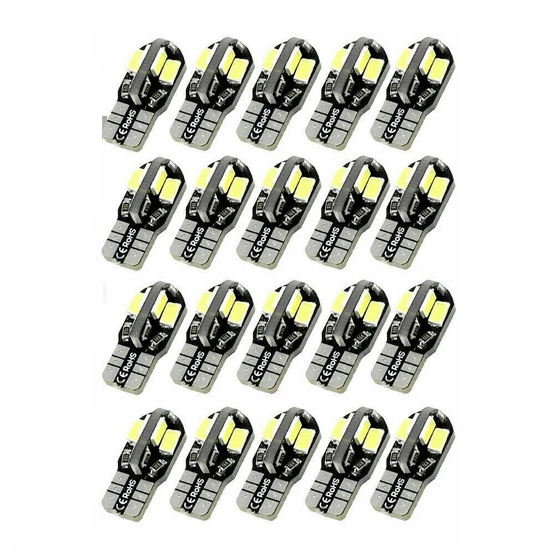 

20 шт., W5W T10 фонари, Canbus 5730 5630 8SMD 12 в 6000K 194 168