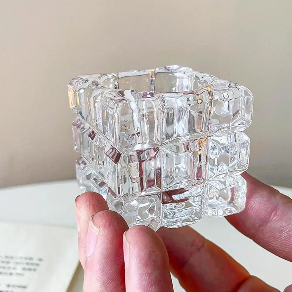 Description Picture 4 of itemFashion Luxury Candle Holders Solid Crystal Clear Square Glass Tealight Candlestick for Wedding Home Decor Hotel Supplies