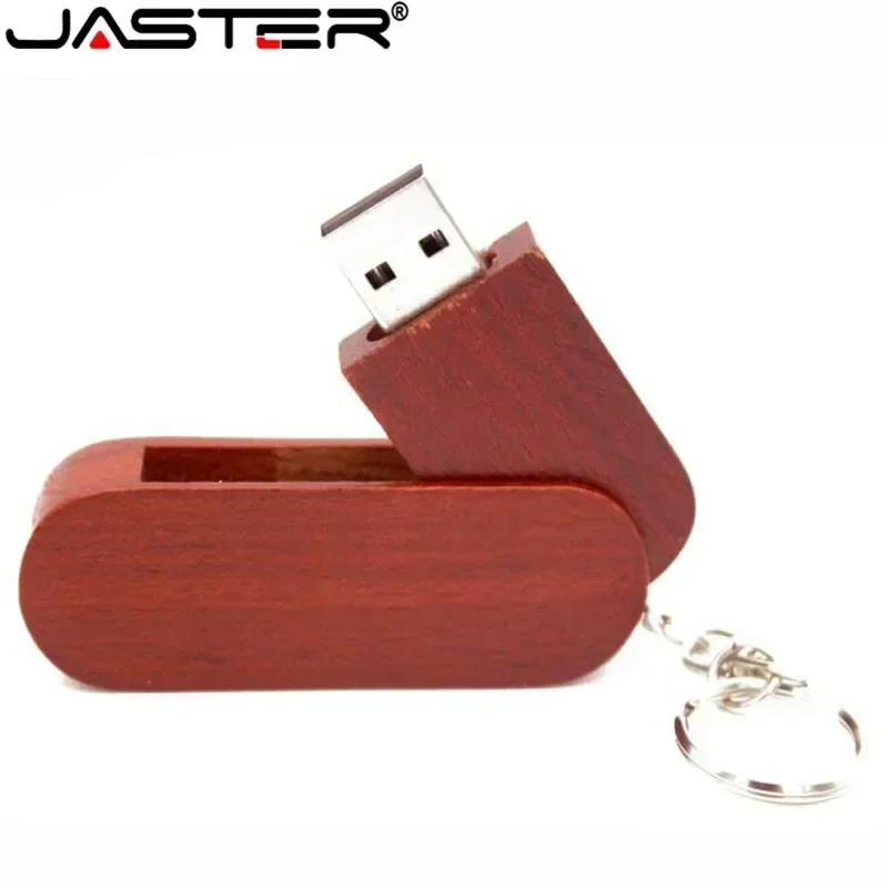 Wooden Rotatable USB Flash Drives 128GB 64GB 32GB With Key Chain Free Custom Logo Business Gift Pendrive usb flash drive flash drive