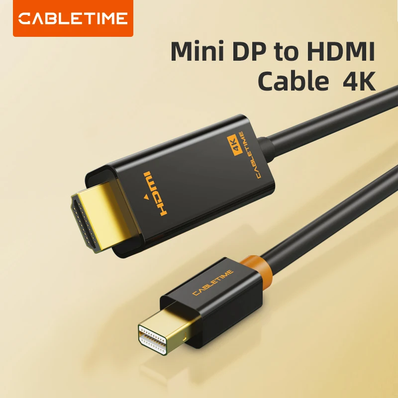 CABLETIME Mini DP to HDMI Cable 4K/60Hz Nylon Mini Displayport to HDMI  Adapter Cable Thunderbolt