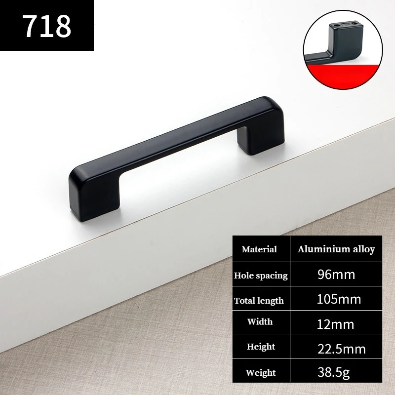 Straight Handle Aluminum Alloy Black Light Luxury Furniture Hardware For Wardrobe Drawer Kitchen Door Cabinet Doors