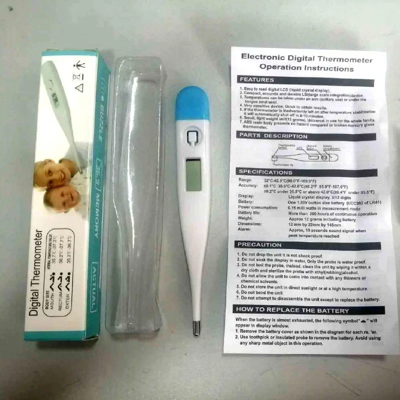 water Accurate thermometer Digital oral and armpit temperature readings Fever alarm thermometer