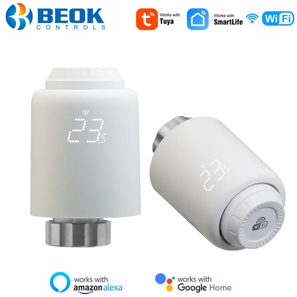 Beok WIFI TRV Thermostatic Radiator Valve Actuators Tuya Smart Life Home Heating Thermostat Temperature Controller Alexa