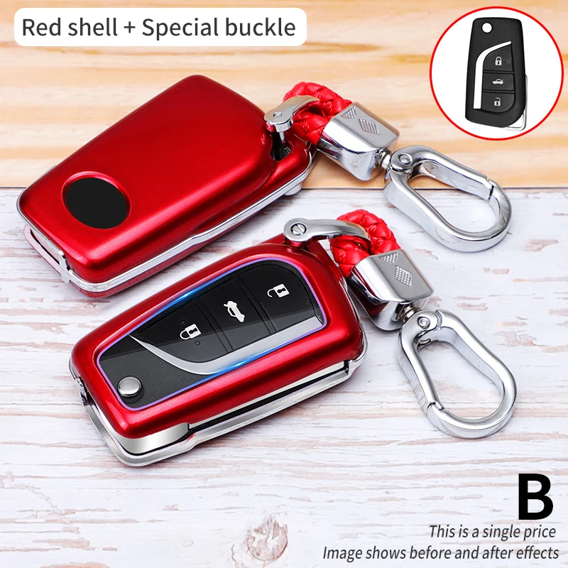 Custodia per chiave auto completa in ABS in fibra di carbonio per Toyota Yaris Auris Corolla Reiz Avensis Verso Aygo Rav4 Scion TC IM 2020 21 - S1e004c06136d4c0996ffb9d621ba369by