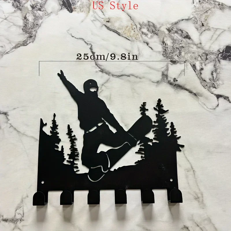 

New Ski Coat Hook Metal Art Wall Mounted Decoration Ski Rack Metal Crafts Home Decoration Hanging Umbrella Hooks Key Holder Gard