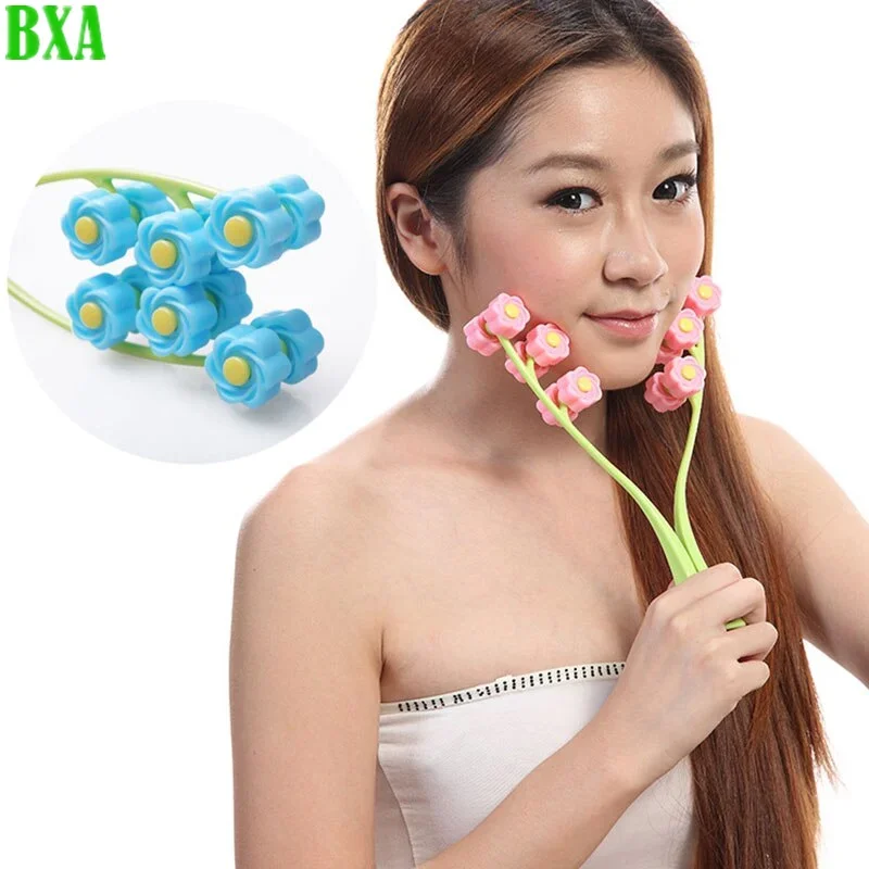 Portable Facial Massager Roller Slimming Face Flower Shape Anti Wrinkle Face-Lift Relaxation Beauty Tools Finger Massage