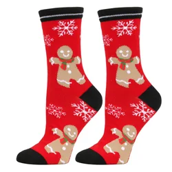 Festive Mid - Calf Christmas Socks - Santa & Gingerbread Cotton Gift Socks (9 Gingerbread Man)