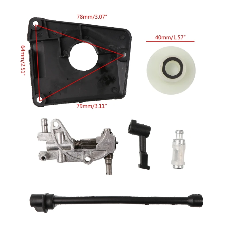 Oil Drive Pump Kit For CHINESE CHAINSAW 4500 5800 45CC 52CC 58CC Pump Cover Worm Gear Oil Pump Cover Oil Filter Oil Pipe